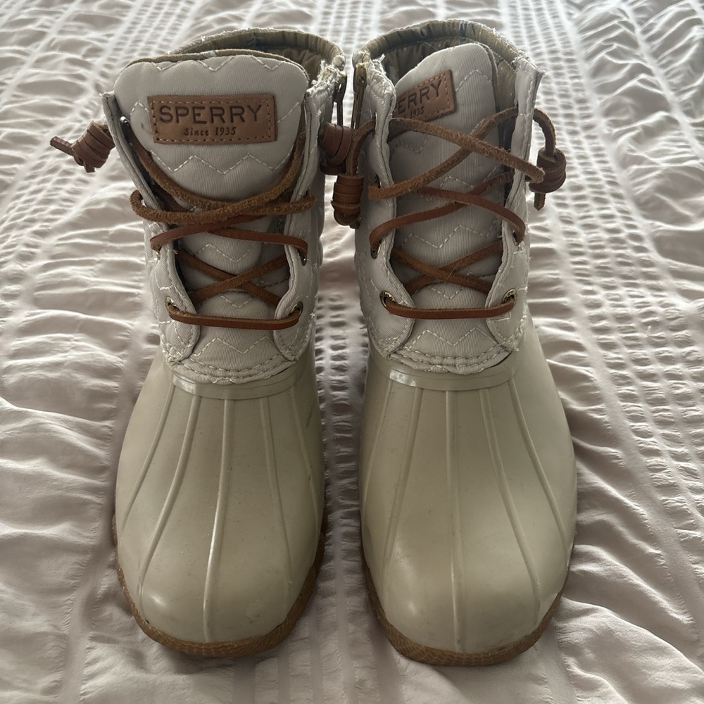 Sperry Women's Winter Rain Boots - Cream and Tan
